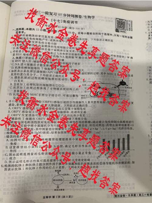 衡水金卷先享题2025-2026高三一轮复习40分钟周测卷/生物学Q(17)试题答案